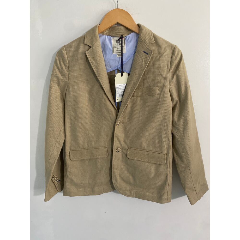 Massimo Dutti blazer NEW boys size 11-12 tan cotton classic preppy